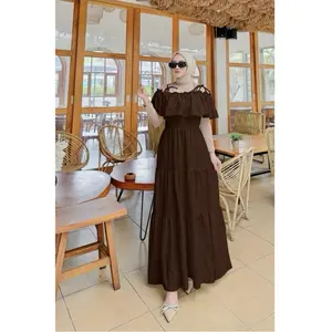 HAURA OVERALL CANDA TALI CRINGKEL AIRFLOW Dress Panjang Wanita Remaja Dewasa Bahan Nyaman Resleting Belakang & Tali Pundak Aktif