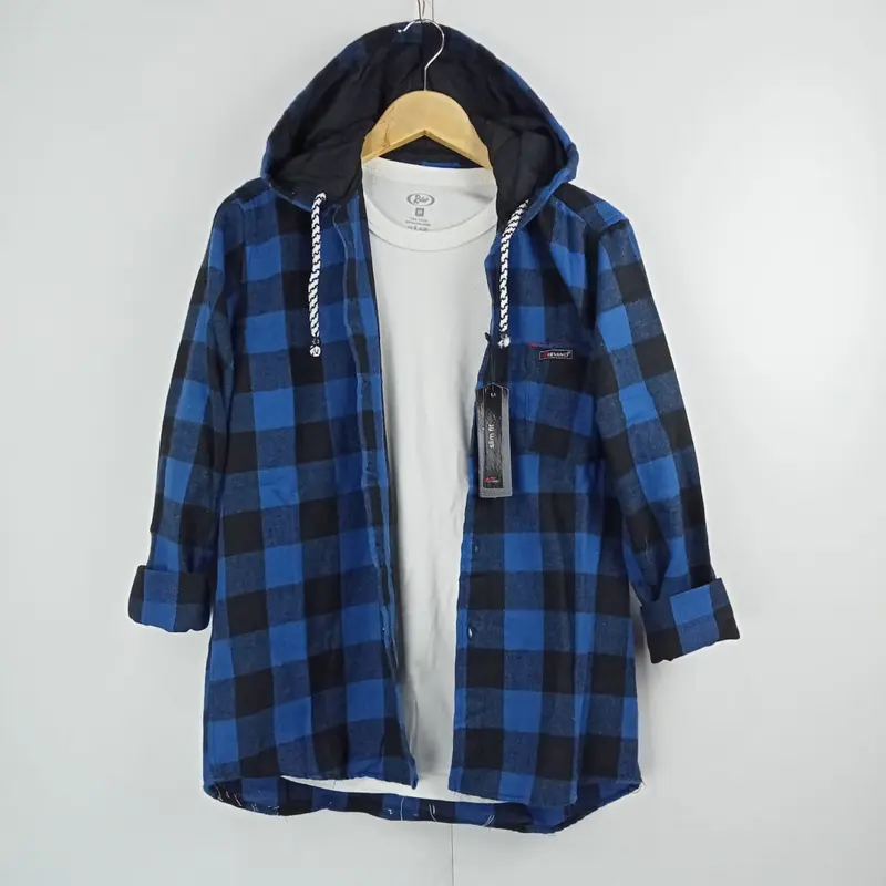 KEMEJA FLANEL HOODIE LENGAN PANJANG BERTUDUNG PRIA DAN WANITA KWALITAS DISTRO Keren Nyaman 7