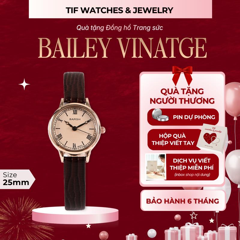 Đồng Hồ Nữ Đẹp Nhỏ Gọn BAILEY Vintage Tif Watches Tối Giản Sang Trọng Hợp Tặng Quà Người Yêu Women Titan
