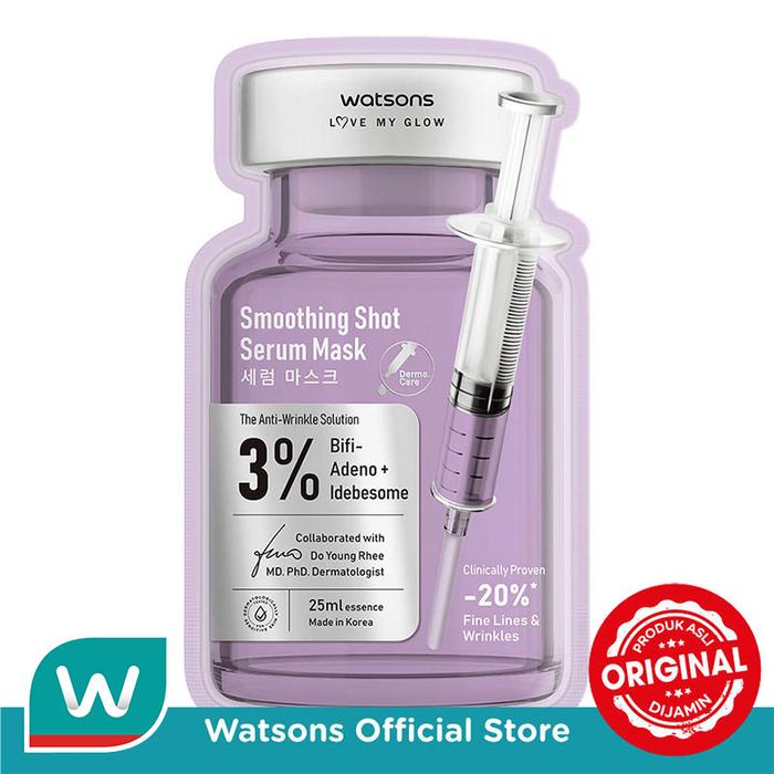Gambar Watsons Smoothing Shot Serum Mask 1'S dari Watsons Indonesia Official Store Kab. Tangerang Tokopedia