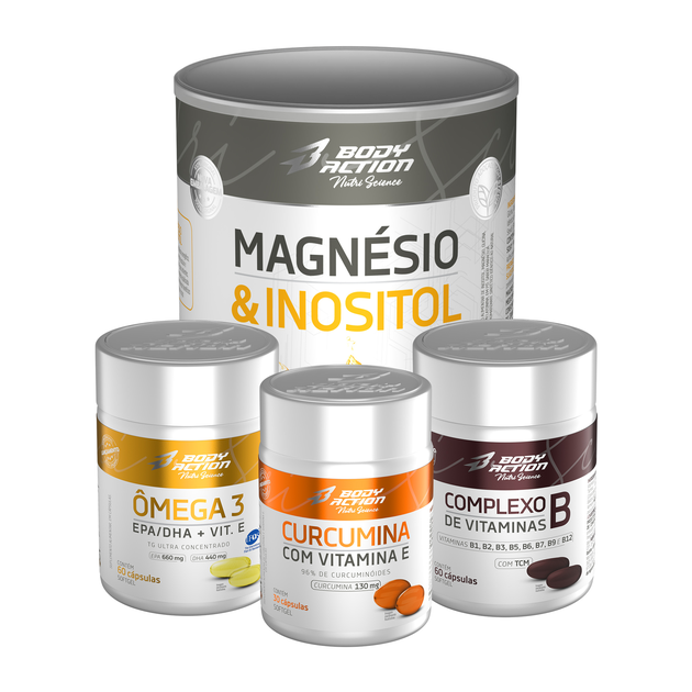 Combo - Curcumina com Vitamina E + Ômega 3 + Complexo B + Magnésio & Inositol