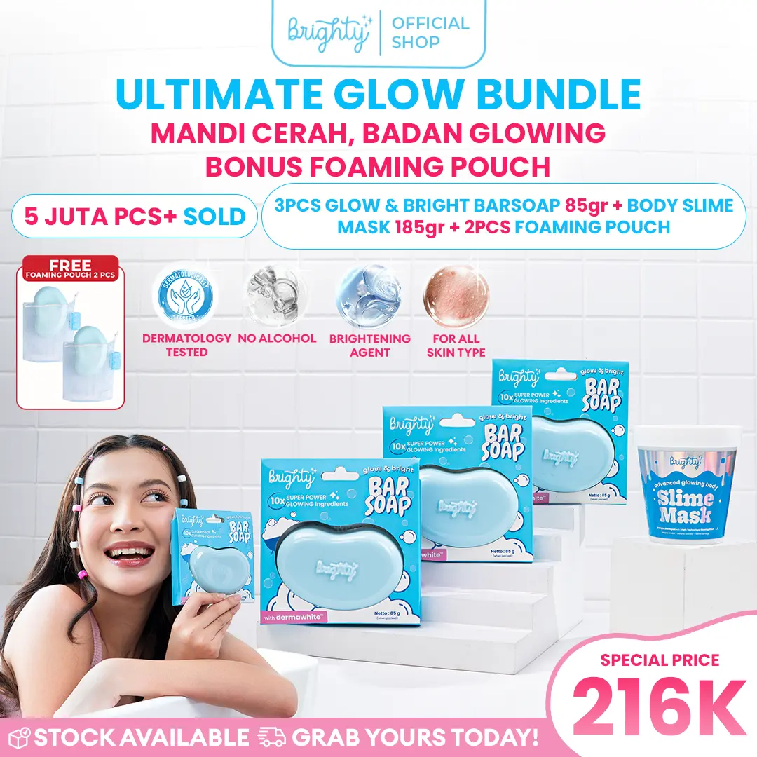 Bighty Glow & Bright Bar Soap X Advanced Glowing Body Slime Mask Masker Body Glowing Pelembab Kulit Pencerah Kulit