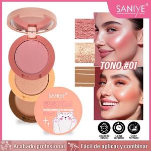 SANIYE VELVET CAT RUBOR CORRECTOR E ILUMINADOR 3 EN 1 IDEAL PARA LLEVARLO CONTIGO, DALE UN TOQUE JUVENIL A TU ROSTRO