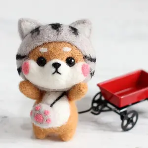 Miliki Diy Kit Animal Felt Wool Needle Poke Kerajinan Boneka Anjing Kostum Lucu