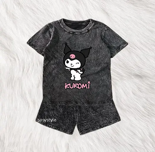 LOLY SETELAN ANAK STONE WASH ONESET ANAK CEWEK WASH LENGAN PENDEK CELANA 3/4 SET ANAK KEKINIAN