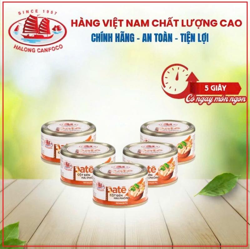 HỘP NHỎ Combo 5 Hộp Pate Cột Đèn Hải Phòng 90g - Đồ Hộp Hạ Long. Ăn với bánh mỳ cơm xôi đều ngon dùng cho người lớn và trẻ em đều được - Tiện lợi đi du lịch picnic