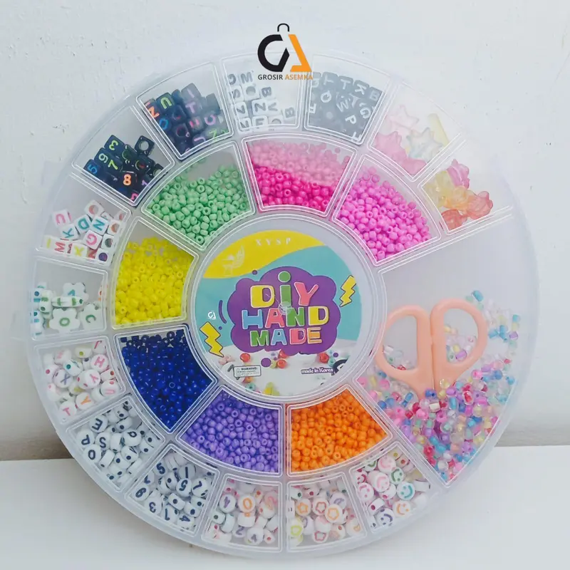 GROSIR Manik Mote Pasir 1 Box Lengkap Set DIY Manik-Manik Aesthetic Mainan Anak Meronce Gelang Kalung Kerajinan Tangan 0