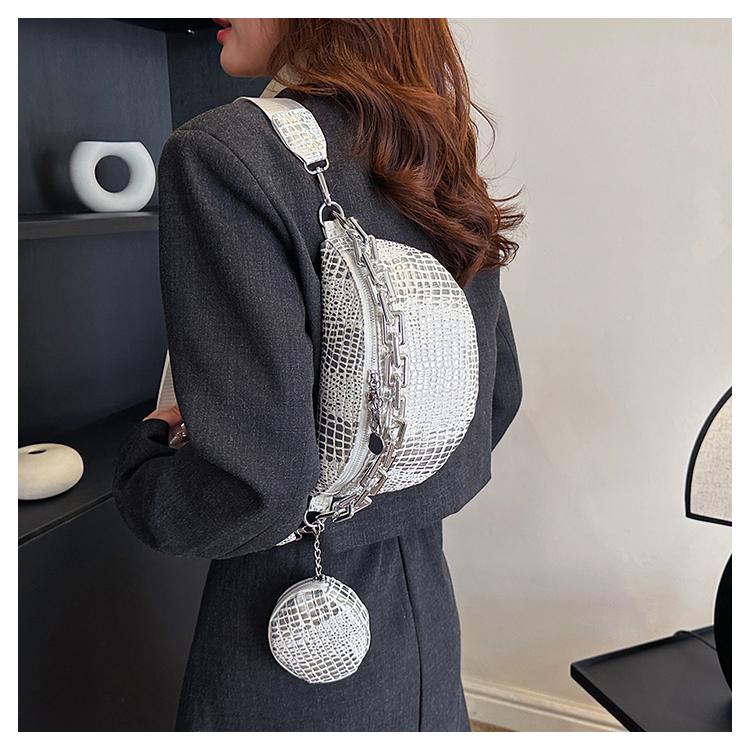 Product Introduction of Crocodile Women Chest Bag High Quality PU Leather Crossbody Bags For Girls Luxury Decoration Female Shoulder Bags 6