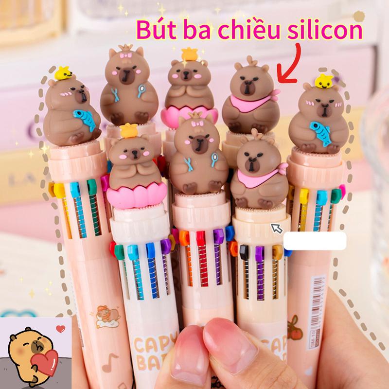 Bút Bi Đẩy Mười Màu Hoạt Hình Dễ Thương Giá Trị Cao Cho Học Sinh Bút Nhiều Màu Trong Một Màu Bút Ba Chiều Silicon dụng cụ học có thiết kế gấu dễ thương bút bi cho cấp 2 bút  bi  10  màu bút  bi  màu