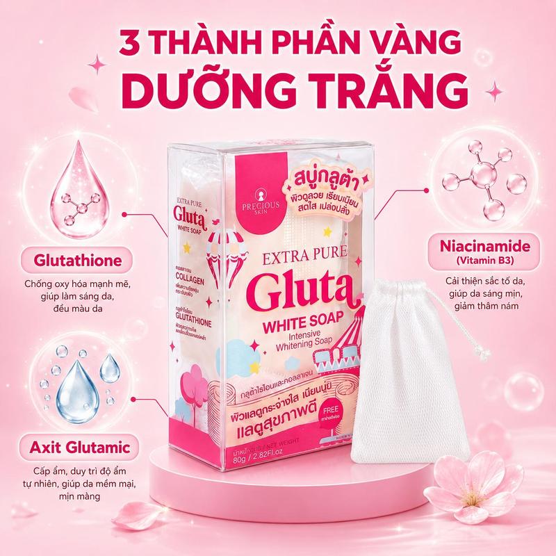 80g Xà phòng Glutathione Niacinamide làm trắng & sáng da cho mặt & body, làm…