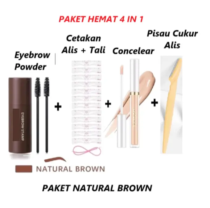Paket Hemat Eye Brow Powder Stam + Cetakan alis Tali dan Conselear