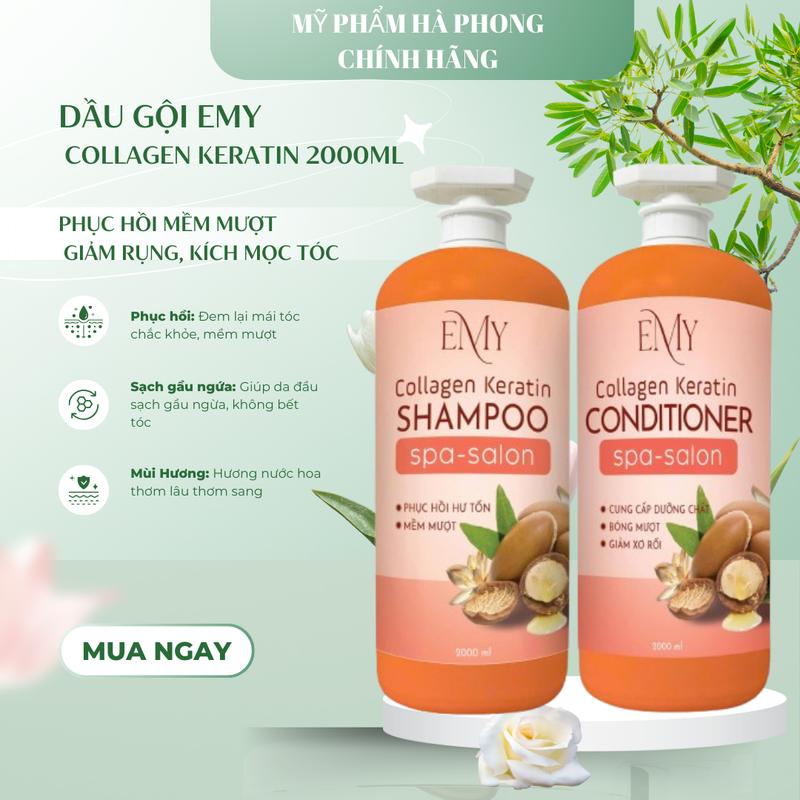    Giá sỉ   Dầu gội EMY Collagen Keratin 2000ml phục hồi mềm mượt hương nước hoa chuyên dùng cho salon spa |Chính Hãng | Mỹ Phẩm Hà Phong 