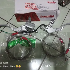 PAKETAN HEMAT Master Rem Tabung Oval Dan Kotak Silver Kaca Putih+Selang rem 90cm Original Full CNC Anti Karat Universal Motor