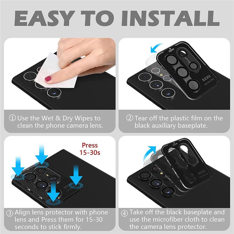 Product Introduction of 【Automatic installation】Glass HD Lens Protector For Samsung S24 S23 S22 Ultra Camera Tempered Glass For Samsung S24 Plus Alloy 9H Lens Film Accessories Metal 5