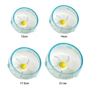 1PC 12-21cm Hamster Running Disc Toy Silent Small Pet Waterproof Cage Rotating Wheel Accessories Wear-resistant Hamster Sport - sky blue 21cm