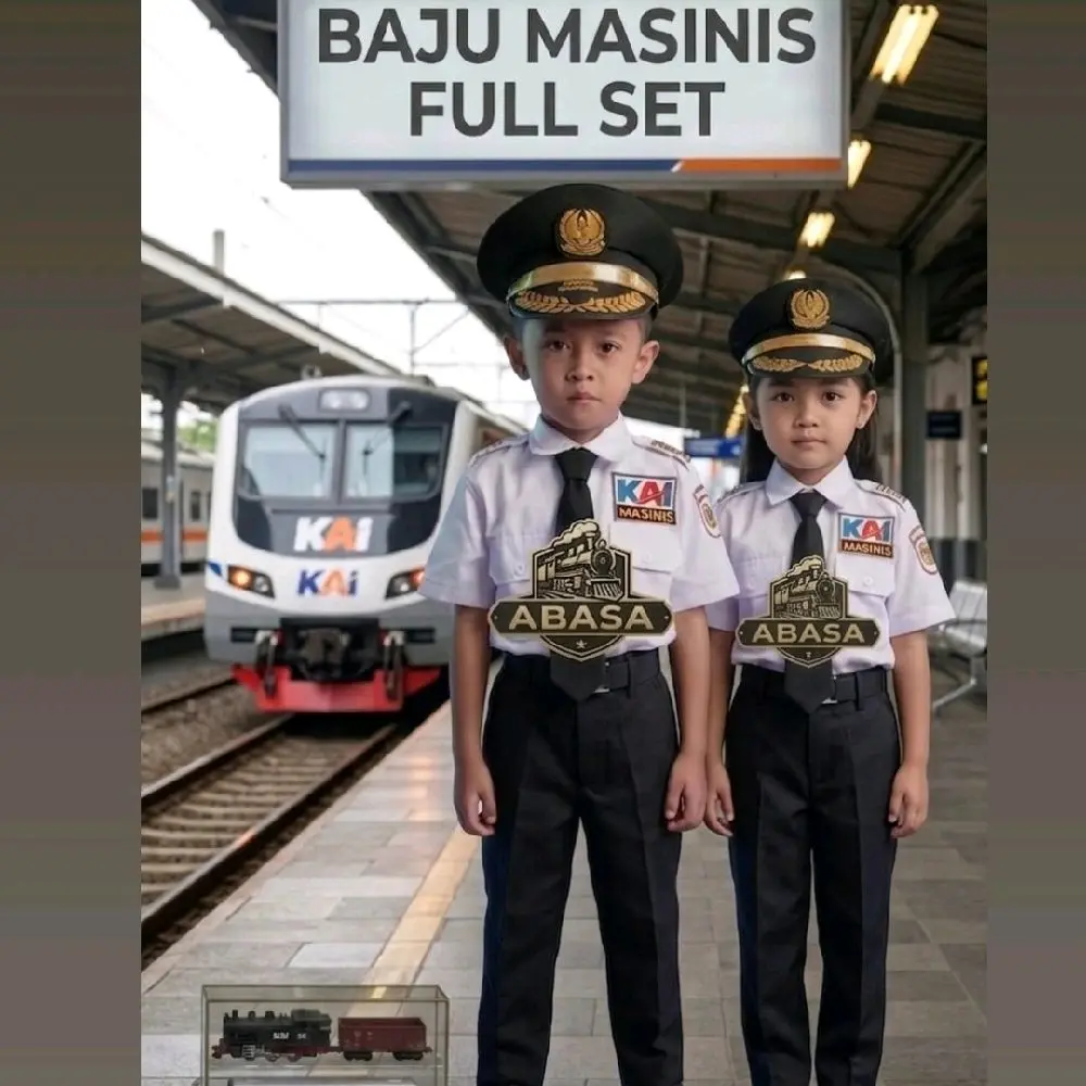 ABASA79!baju masinis anak tk laki laki perempuan paket lengkap