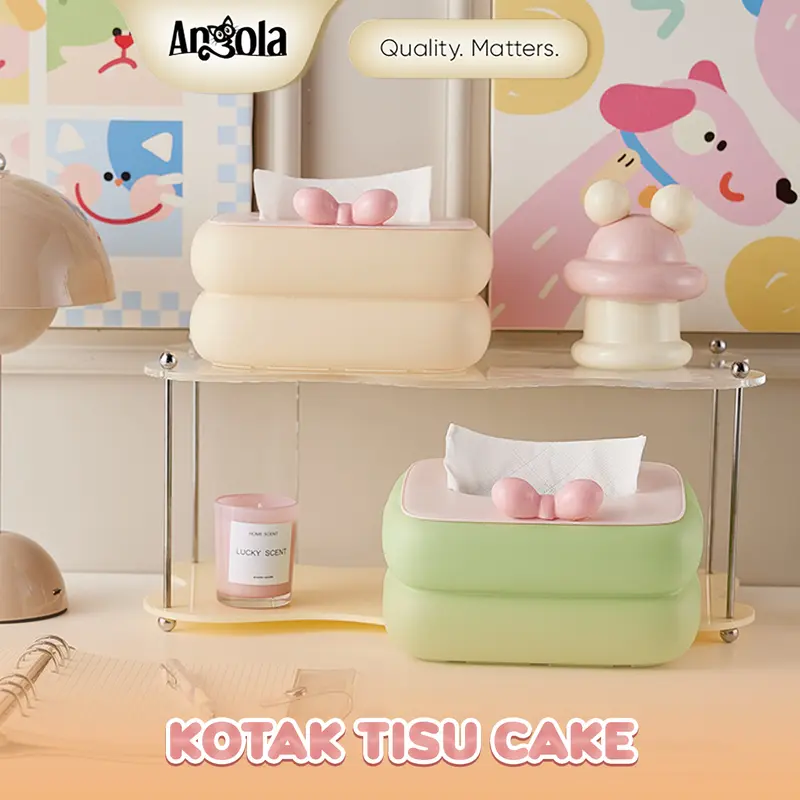 ANGOLA Kotak Tisu Kue/Coquette Style D69 Tissue Box/ Kotak Tisu Warna Pastel 1