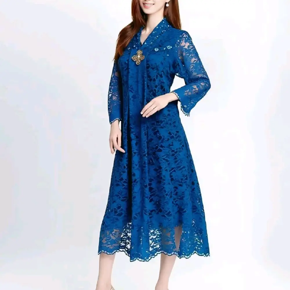 Dress 8570  Ada seleting belakang Mutiara | *Free bross* Mat : Brukat semi Prahd7ncis