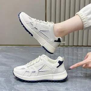 Sepatu Wanita Sneakers Korea Casual Sport Shoes Olahraga Nyaman Dan Bernapas Krem/Hitam ST070 TT Cewek Putih Kasual