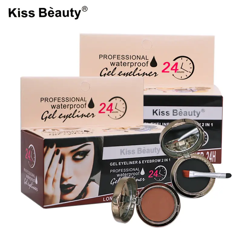 ￼[1 Buah] Kiss Beauty Gel & Powder Eyeliner & Eyebrow 4in1  Waterproof Coklat & Hitam