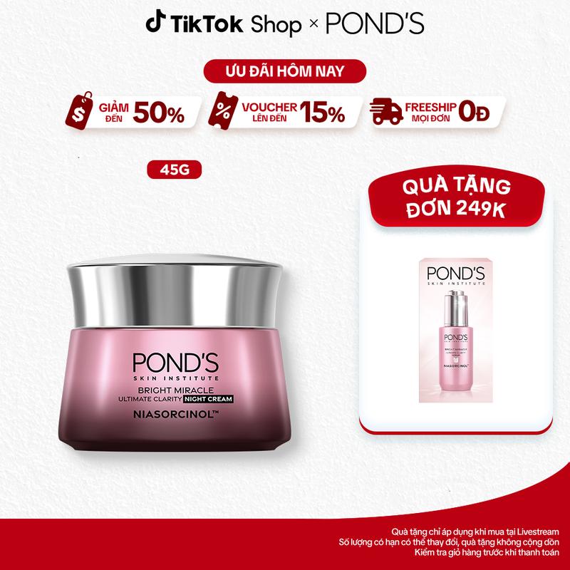 Kem Dưỡng Ban Đêm Pond's Bright Miracle Với 50X Niasorcinol Hỗ Trợ Chăm Sóc Da Giảm Thâm Sạm Nữ 45G