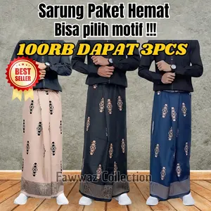 (PROMO) 3pcs 100ribu Sarung Batik Dewasa Remaja Pria Wanita Motif Sarwon Viral Kekinian Katun Poly Premium