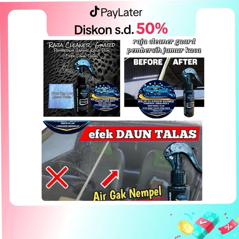 Pembersih Jamur Kaca Plus Efek Daun Talas Pada Kaca Kendaraan Anda Raja Cleaner Guard Kemasan 100ML Pengkilap kaca