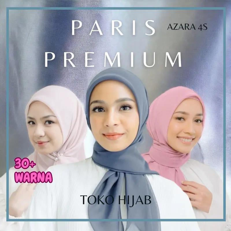 AZARA PARIS PREMIUM •4 SISI - POLOS SEGIEMPAT - ORIGINAL AZARA Cantik Nyaman Square Jilbab Voal Muslim  Casual Kerudung 0