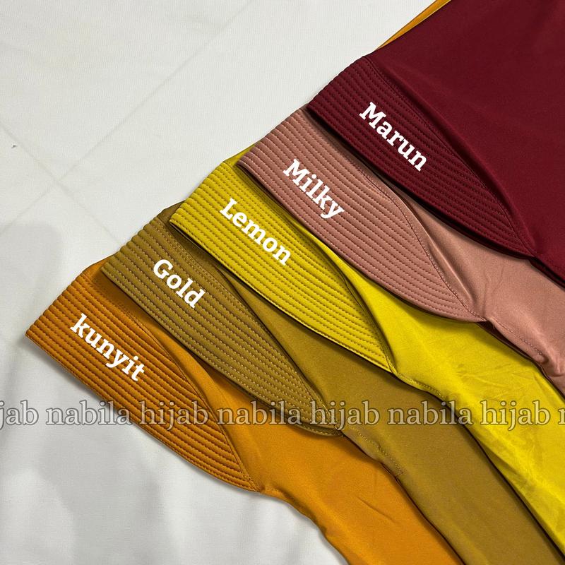 Paket Usaha Bergo Amira Jersey 7 Pcs Size L Polos Non Label - Bisa Pilih Warna - Coklat, Hitam Kerudung Busa Nyaman 2