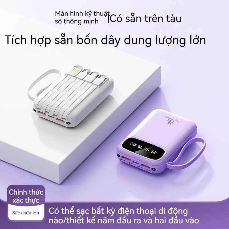 YUWEI Pin Dự Phòng Mini Sạc Nhanh  và PD 20W Đi Kèm 4 Dây Sạc, Dung Lượng 20000mAh | BigBuy360 - bigbuy360.vn