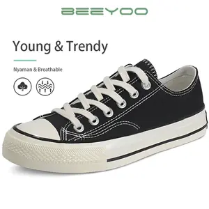 Beeyoo Sepatu Canvas Wanita Sepatu Sekolah Trendy Sepatu Sneakers Wanita Korea Style Sepatu Casual Hitam Karet Putih WK201 Shoes