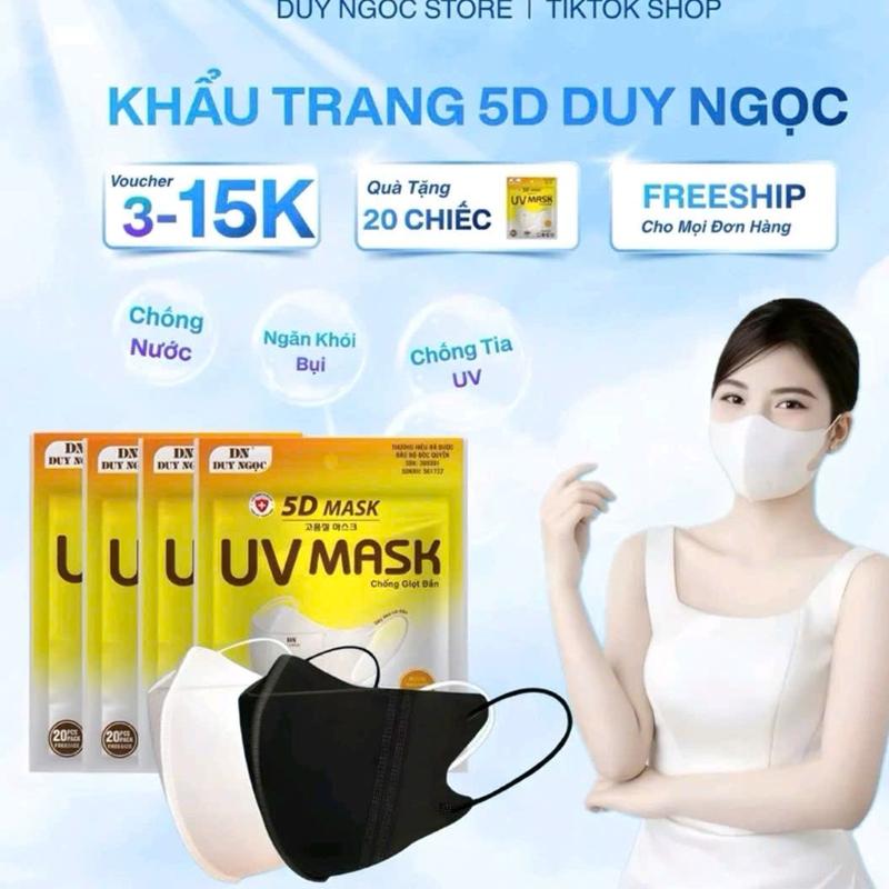 Thùng 500 Tặng 20c CHIẾC KHẨU TRANG 5D DUY NGỌC Phụ Kiện Mask - Ngăn Ngừa Bụi Mịn Chống Nắng Chống Tia UV