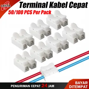 CASTA 50/100PCS Kabel Terminal Quick Connector Quick Connect 2 Wire Connector Spring Terminal Sambungan Kabel Listrik Cable Sambung