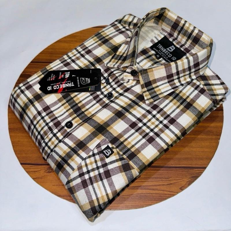Kemeja flanel printing pria lengan pendek kemeja dewasa pria flannel motif kotak Distro Casual 5