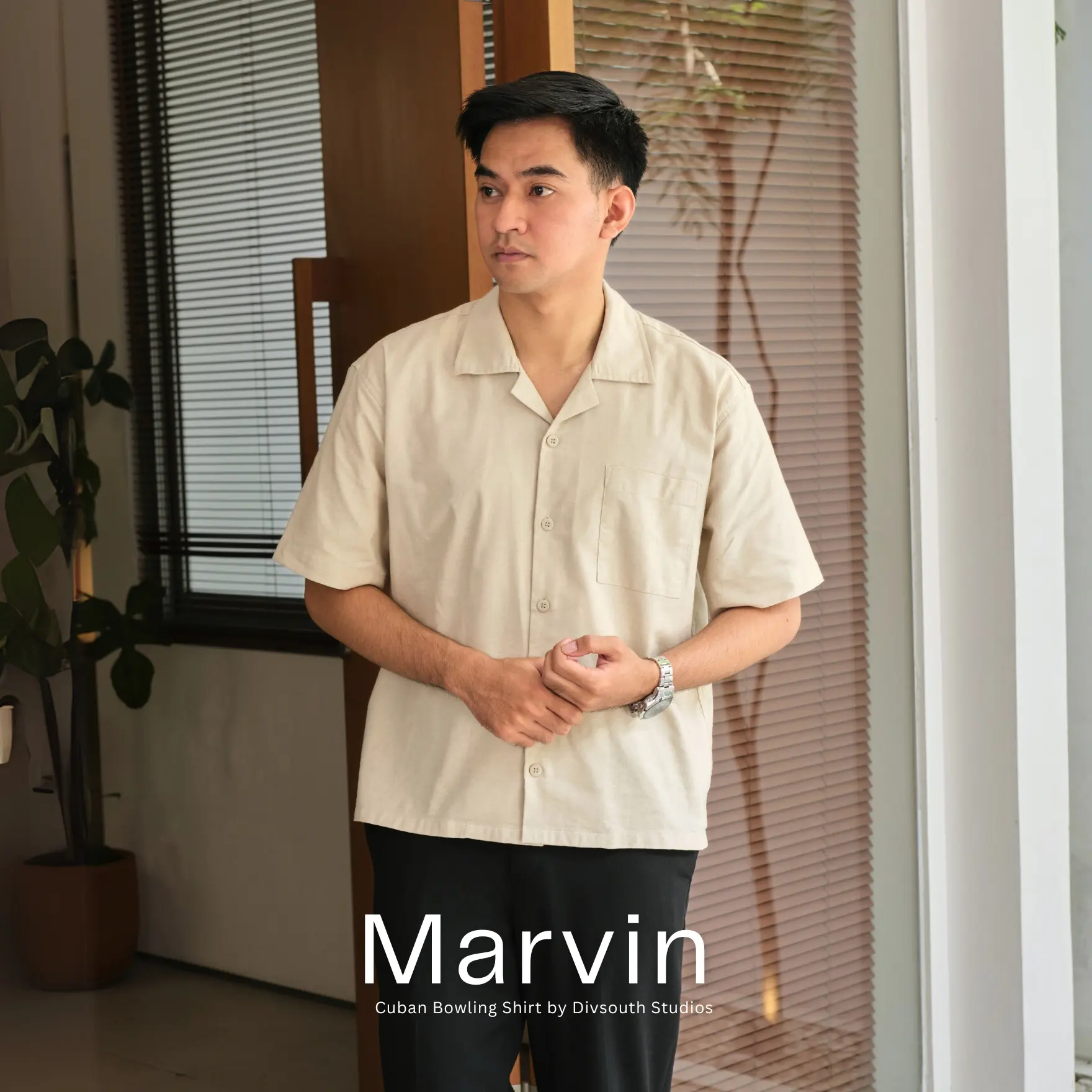 DIVSOUTH Marvin Kemeja Linen Cuban Bowling Shirt | Kemeja Pendek Boxy Oversize Kancing