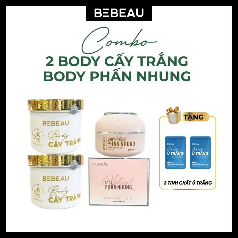 COMBO SỈ: 2 Body Cấy trắng và 1 Body Phấn Nhung TANG 2 Ủ Trắng