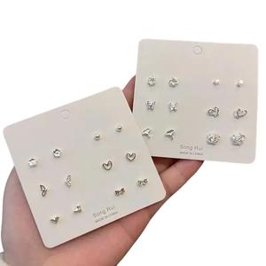 [12PCS/SET]Silver mini earrings  women's geometric flower pattern simple hypoallergenic jewelry  students' small and exquisite ear piercing callie chain necklace men meteor pendant donkiss photo locket thanos pill medusa bff elephant naruto khabalah love