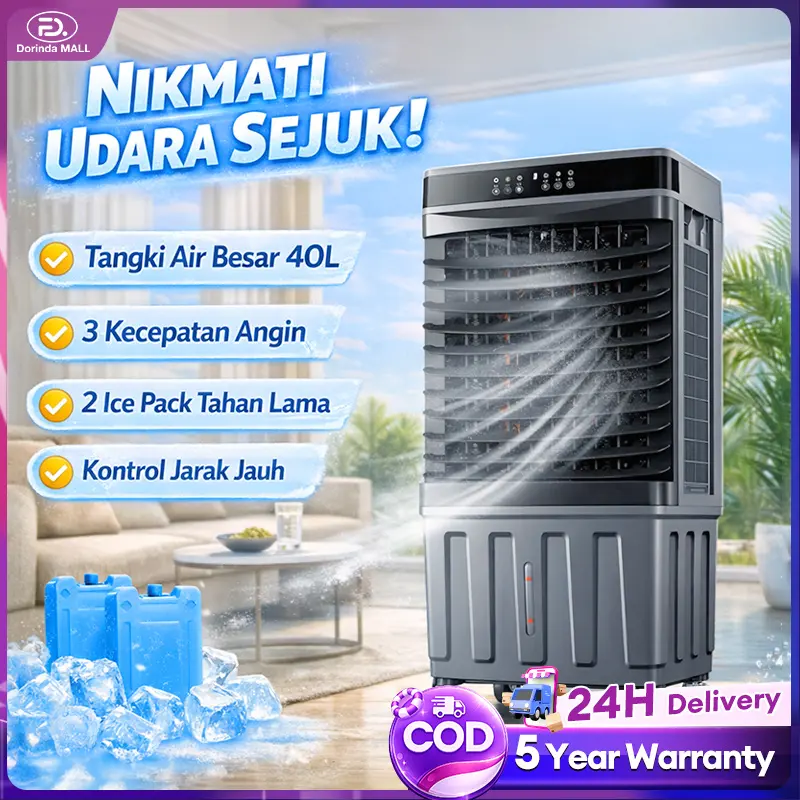 【COD】TIXX Air Cooler Portable Air Conditioner aircon Kipas Angin Pendingin Udara kipas angin ac Tangki Besar 10L/15L/40L dengan Es Kristal Tiga Lapis Tirai Es Refrigerasi Sudut Besar Suplai Udara Tiga Kecepatan Angin Humidifikasi Penyaringan Udara Dingin