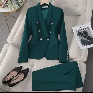 [Alana] Setelan Blazer & Celana Wanita Kantor/One Set Blazer Wanita Model Kancing 6 Gold Korean Style