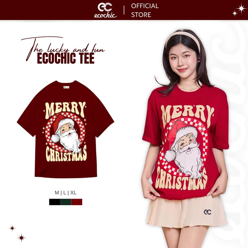 Áo Thun Local Brand ECOCHIC SANTA CLAUS B119 Chính Hãng Form Rộng Phông Nam Nữ Unisex Oversize 100% Cotton