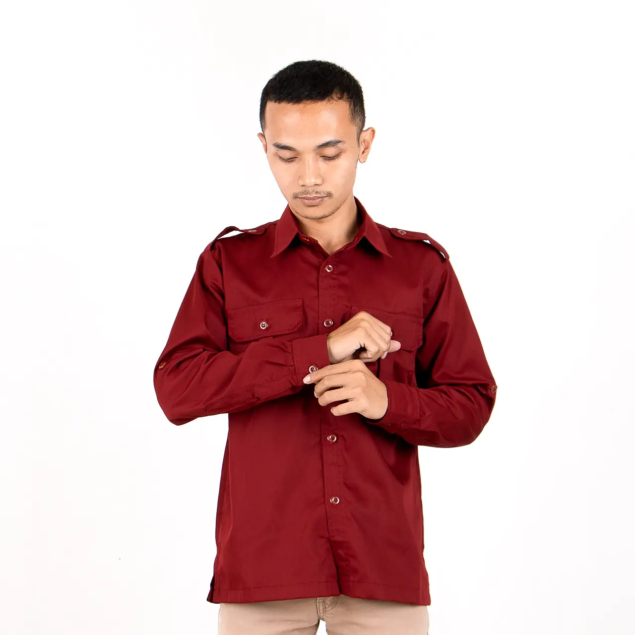 Eliter Workwear - Baju PDH Warna Marun PDL Lengan Panjang Seragam Kerja Lapangan Hem Atasan Tactical