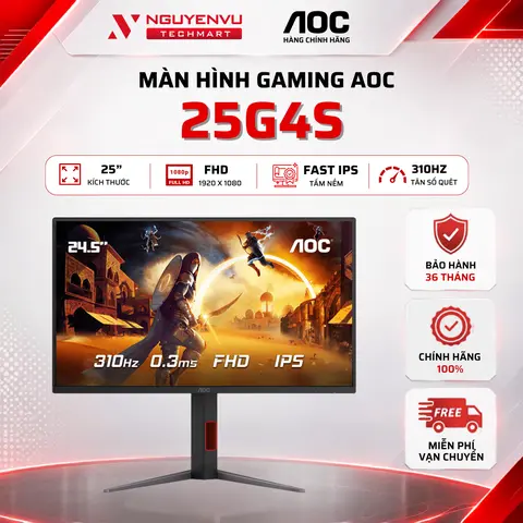Màn Hình Gmaing AOC 25G4S (24.5 inch / FHD / Fast IPS / 310Hz / 0.3ms) - Bảo Hành 3 Năm
