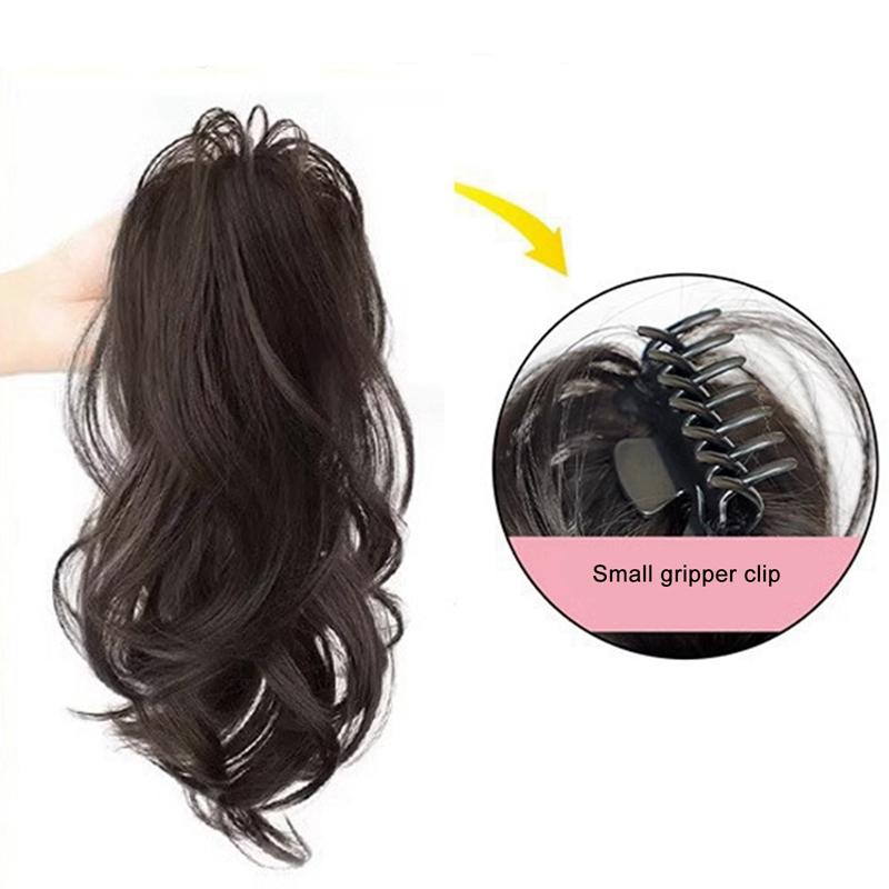 High Ponytail Wig Curly Ponytail Hair With Claw Clip Straight Ponytail Bun Wig Hairpieces For Women 4