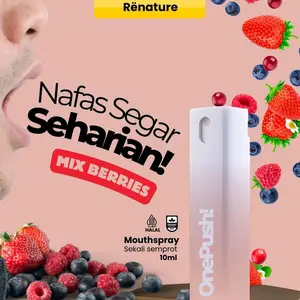 Onepush! -Rasa Blueberry Penyegar Mulut Bau Mulut Hilang Go Away Mouthspray Mulut Fresh untuk Menghilangkan Bau Mulut obat penghilang pengharum Perawatan
