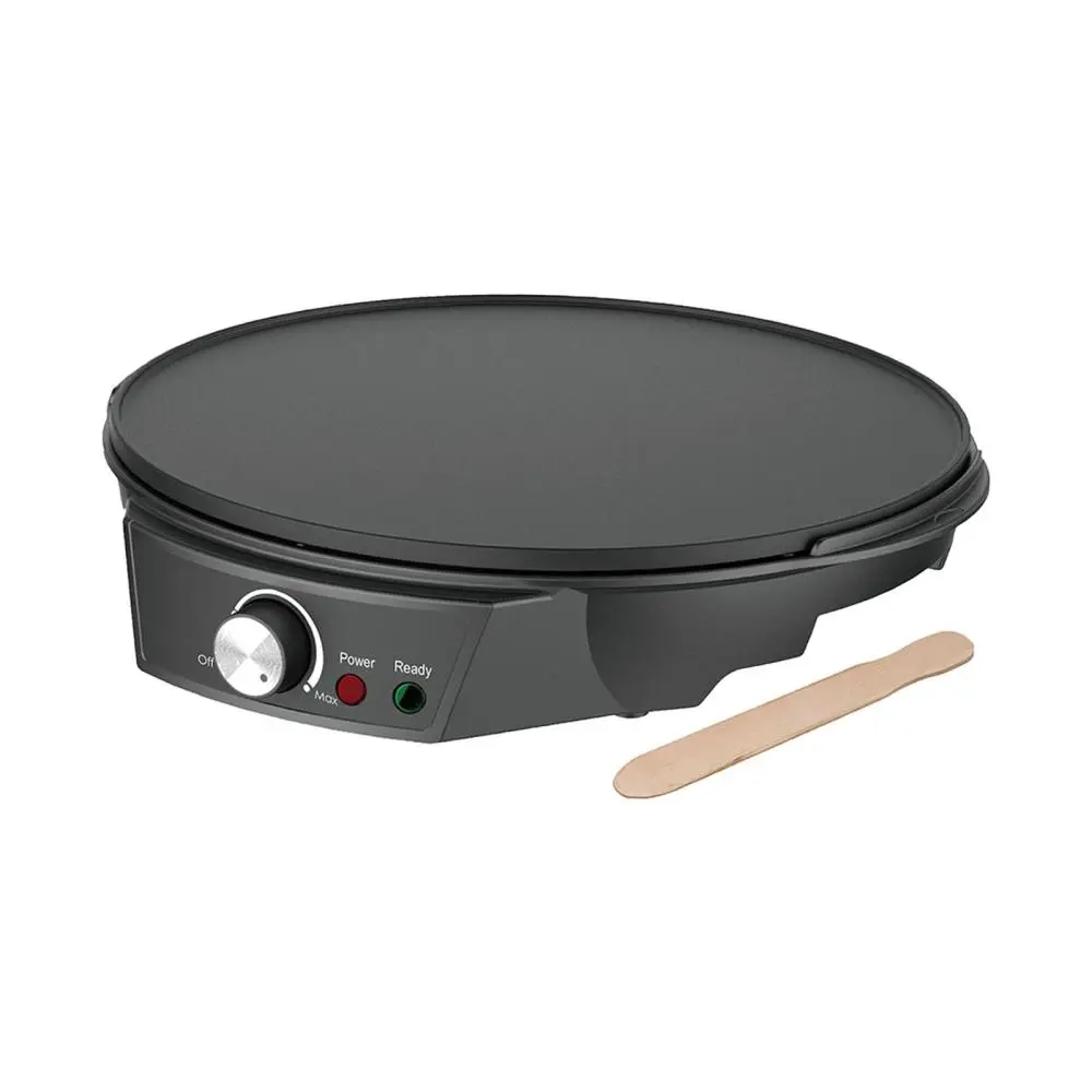 12" Electric Crepe Machine and Griddle 110V Plug Durable Black Multipurpose Fast Heating Portable for Bacon,omelettes