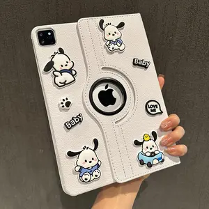 CrashStar 360° Rotatable Flip Leather Tablet Case With Cute Cartoon Dog Sticker For iPad Air 6 5 4 3 2 Mini 7 6 5 4 iPad 11 2025 10 9 8 7 Gen iPad Pro 11 inch 12.9 inch M4 M3 M2 2024 iPad 7.9 8.3 9.7 10.2 10.5 10.9 13 inch iPad Cover Pad Casing