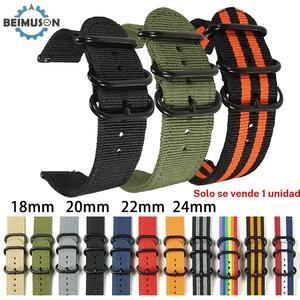 Correa de reloj de nailon impermeable de nailon balístico de una pieza correas militares para hombres y mujeres, color y ancho a elegir 18mm 20mm 22mm 24mm