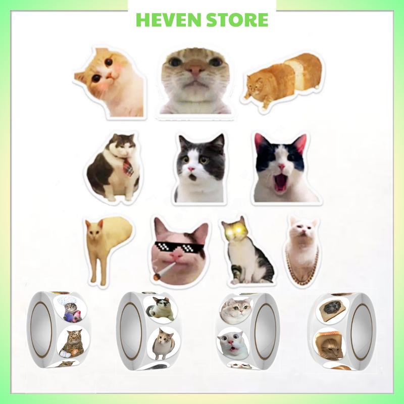 Bộ 10 Miếng Dán Sticker meme Mèo Cho Máy Tính,Casio, Laptop, Điện Thoại, Mũ Bảo Hiểm, Vali iphone
