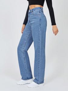 Mezclilla Vaqueros para Mujer Corte Recto Azul  Cintura Alta Elástica Lavado Claro Algodón Casual Primavera Otoño Unicolor outfit vaqueros mujer con pantalon vaqueras mujer outfit Jeans Casuales
