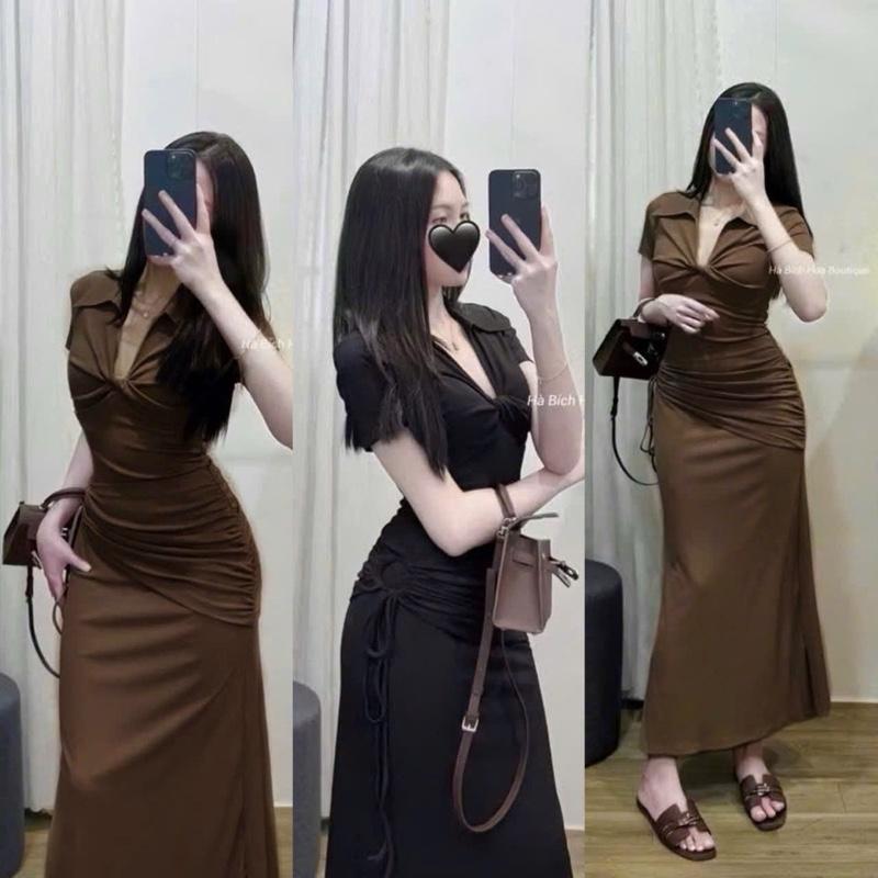 Nhật-Duyên — Váy Sơ Mi Body Giáng Dài Bigsize Vải Thun Gân Co Giãn Tốt Ôm Sát Cơ Thể Phong Cách Trẻ Trung Năng Động Váy nữ đẹp